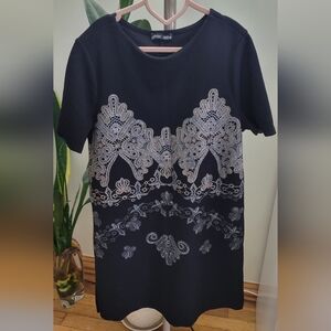 Zara Black Shift Short Sleeve Dress Size Small
